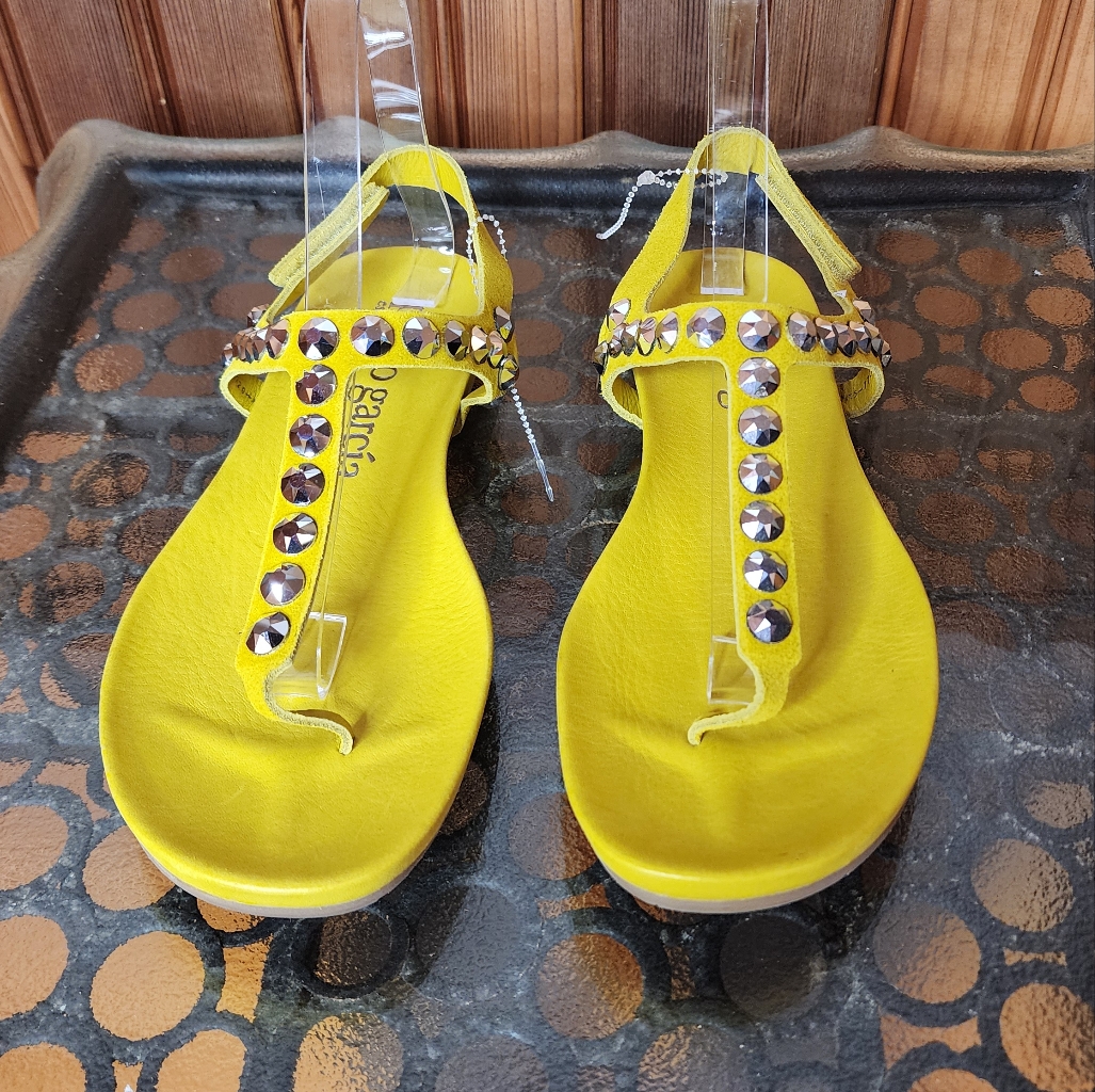 Nwt Pedro Garcia Chartreuse Swarvoski Crystal Sandals 38.5
